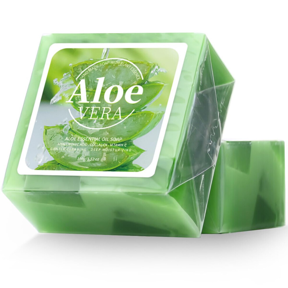 Aloe Vera Soap Bar for Face and Body, Natural Exfoliating Cleansing with Deep Pore Hydration