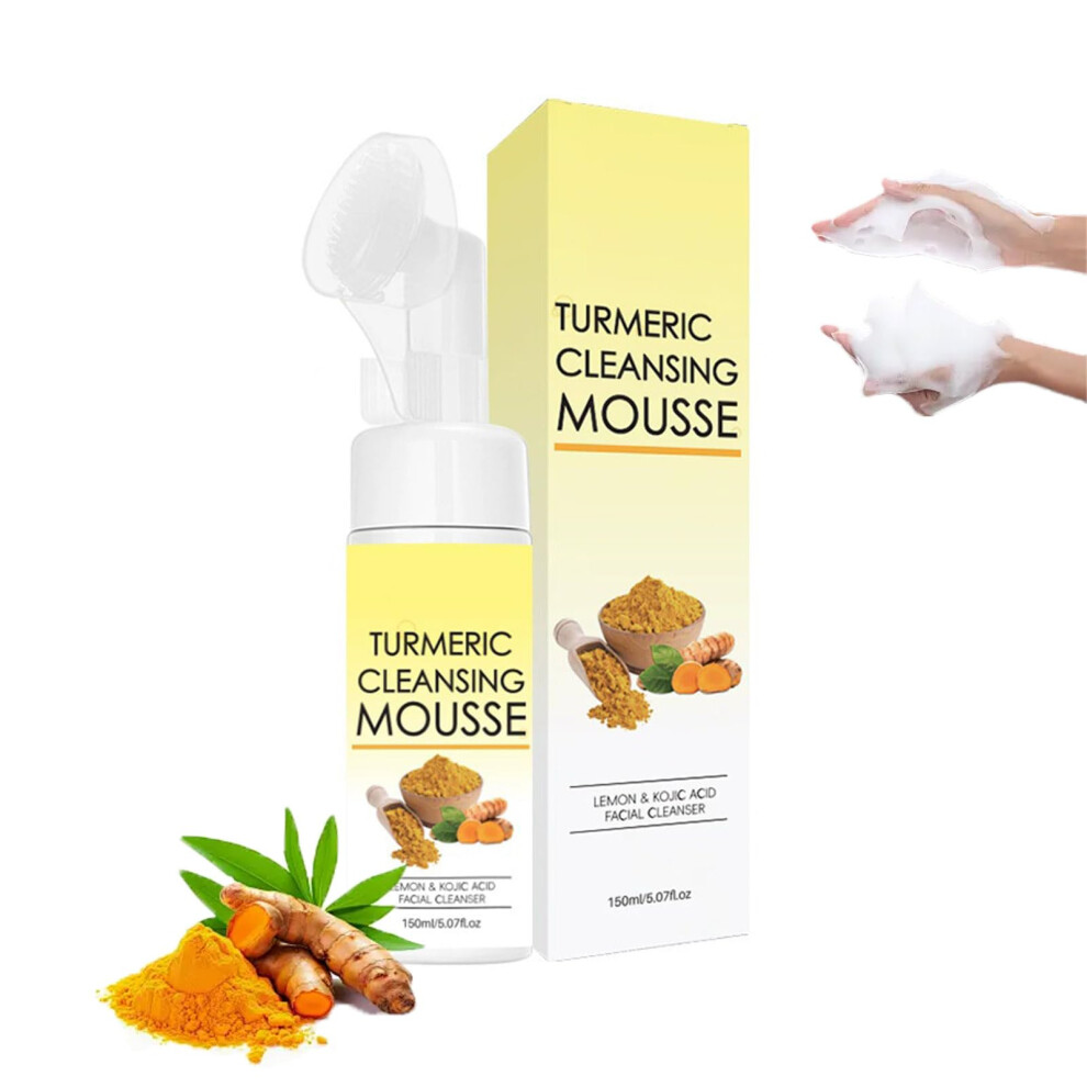Turmeric Face Wash with Silicone Brush Deep Pore Cleansing Foaming Cleanser 5.29 oz
