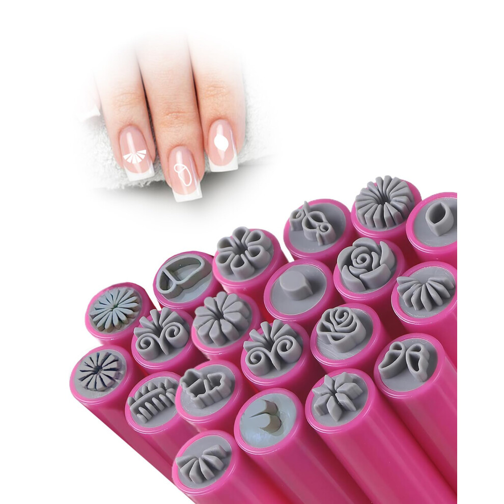 20 Piece Nail Art Stamp Pen Set with 20 Unique Designs for DIY Home Manicure and Nail Stamping Tools