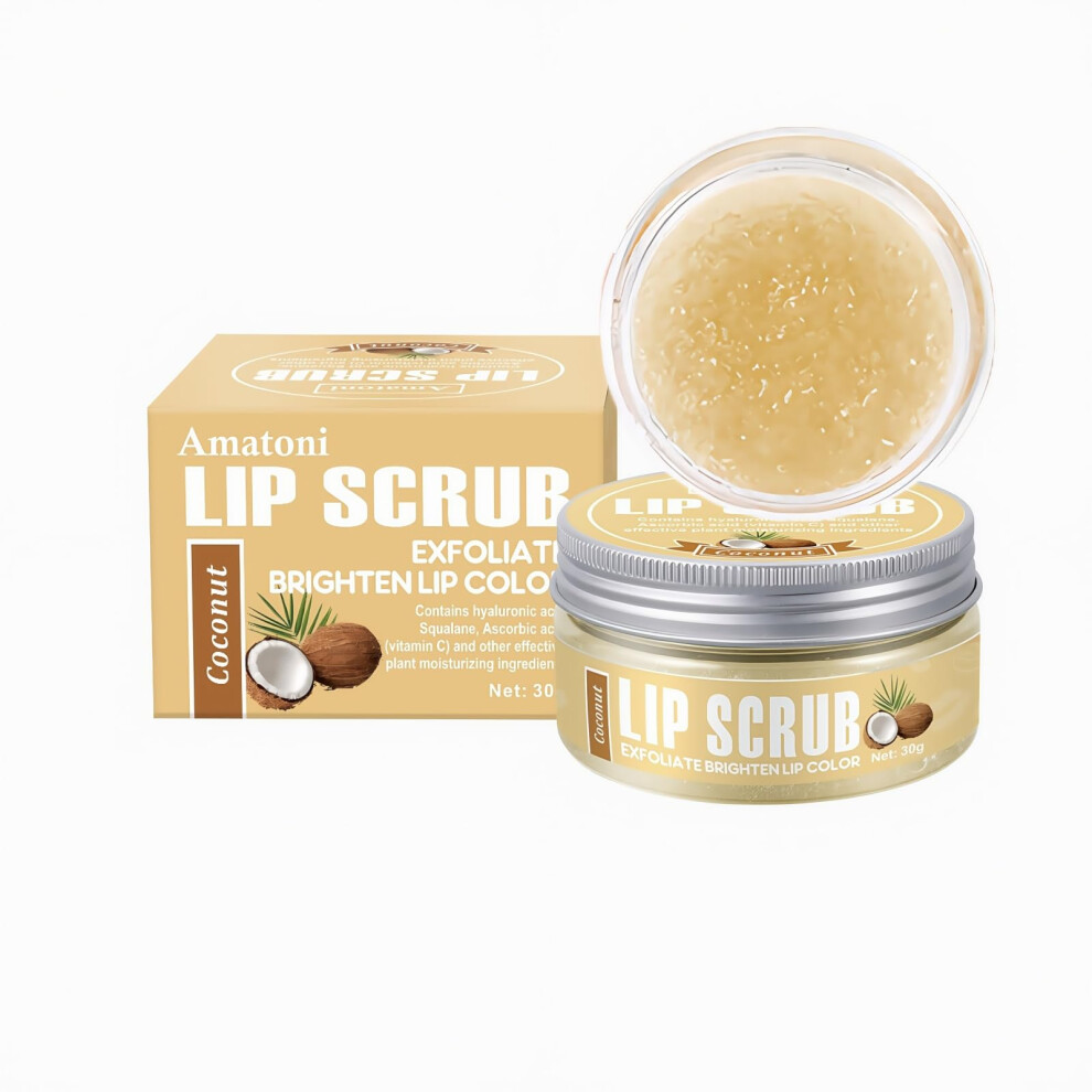 Dark Exfoliating Coconut Lip Scrub For Dry Cracked And Lips With Brush, Organic Vegan 20G