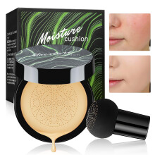 Mushroom Head CC Cream Foundation with Sponge, Moisturizing BB Cream for Even Skin Tone