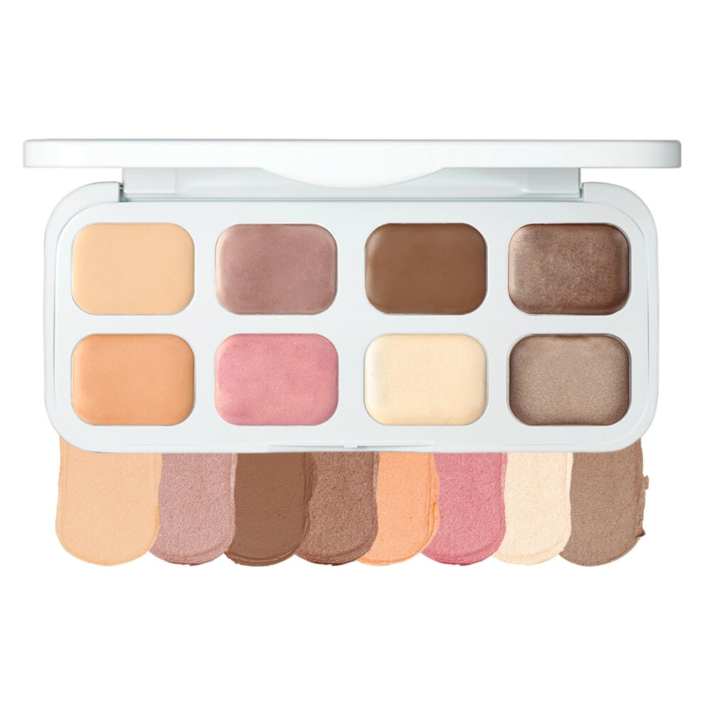 Cream 8 Color Eyeshadow Palette Matte Shimmer Glitter Pigmented 3 In 1 Contour Highlighter