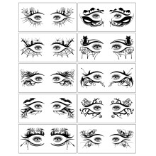 Halloween Face Temporary Tattoos with Spider Web and Bat Eye Makeup Stickers, 10 Reusable Sheets