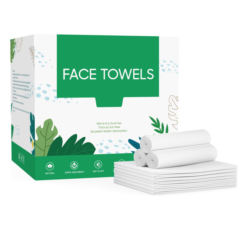 Disposable Face Towels 10x12 Inch Soft Thick Facial Cleansing Towelettes for Makeup Removal 50 Count