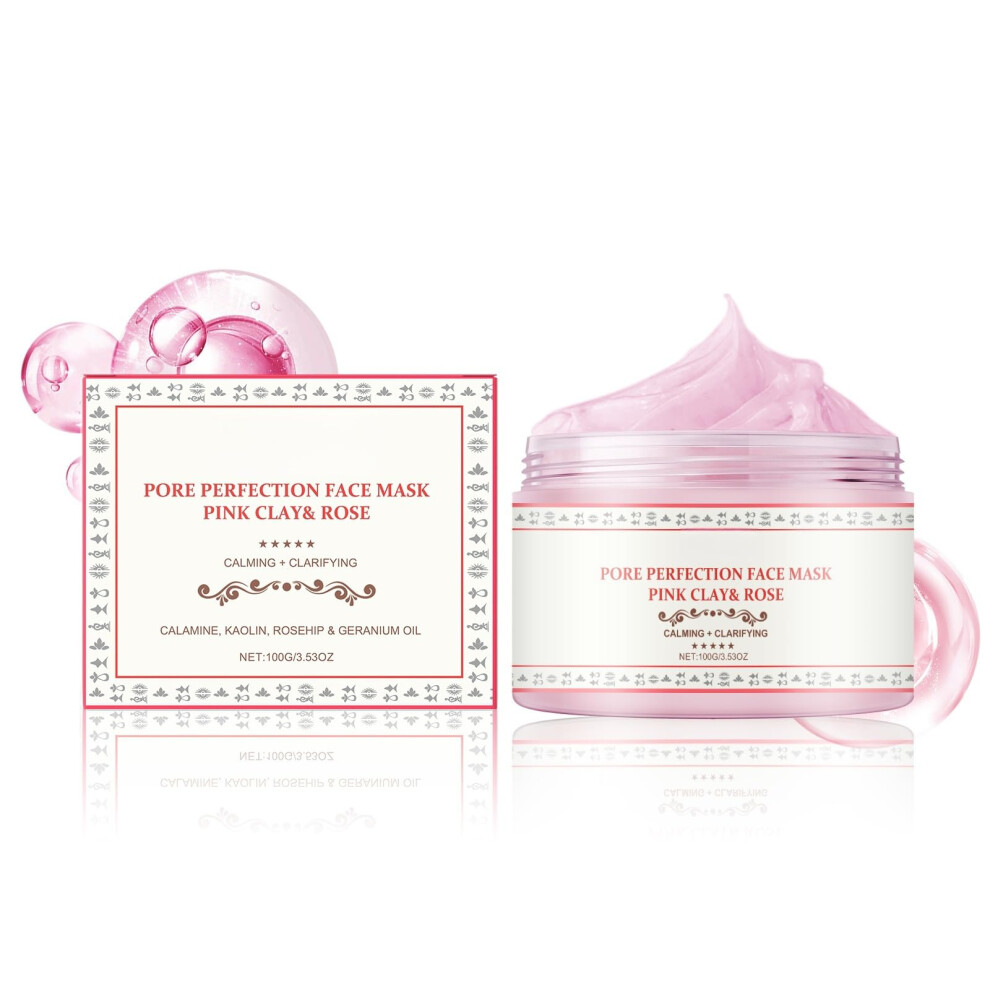 Rose Clay Face Mask with Bulgarian Rose Water for Deep Hydration and Radiance Boost