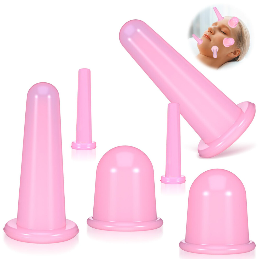 Facial Cupping Set Silicone Face Massage Cups for Skincare AntiAging Face and Neck 4pcs Pink
