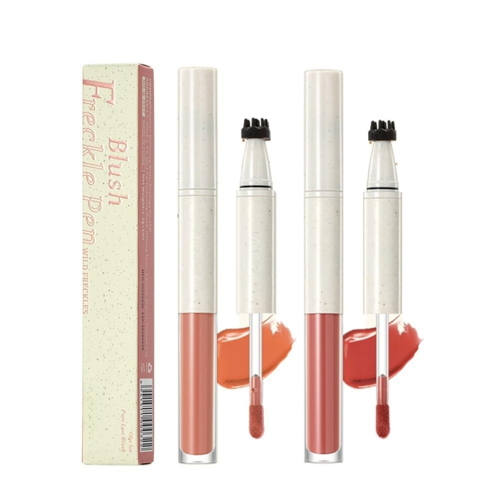 2 in 1 Liquid Blush and Freckle Pen Waterproof Longwear Natural Sunkissed Cheeks 02# 03#