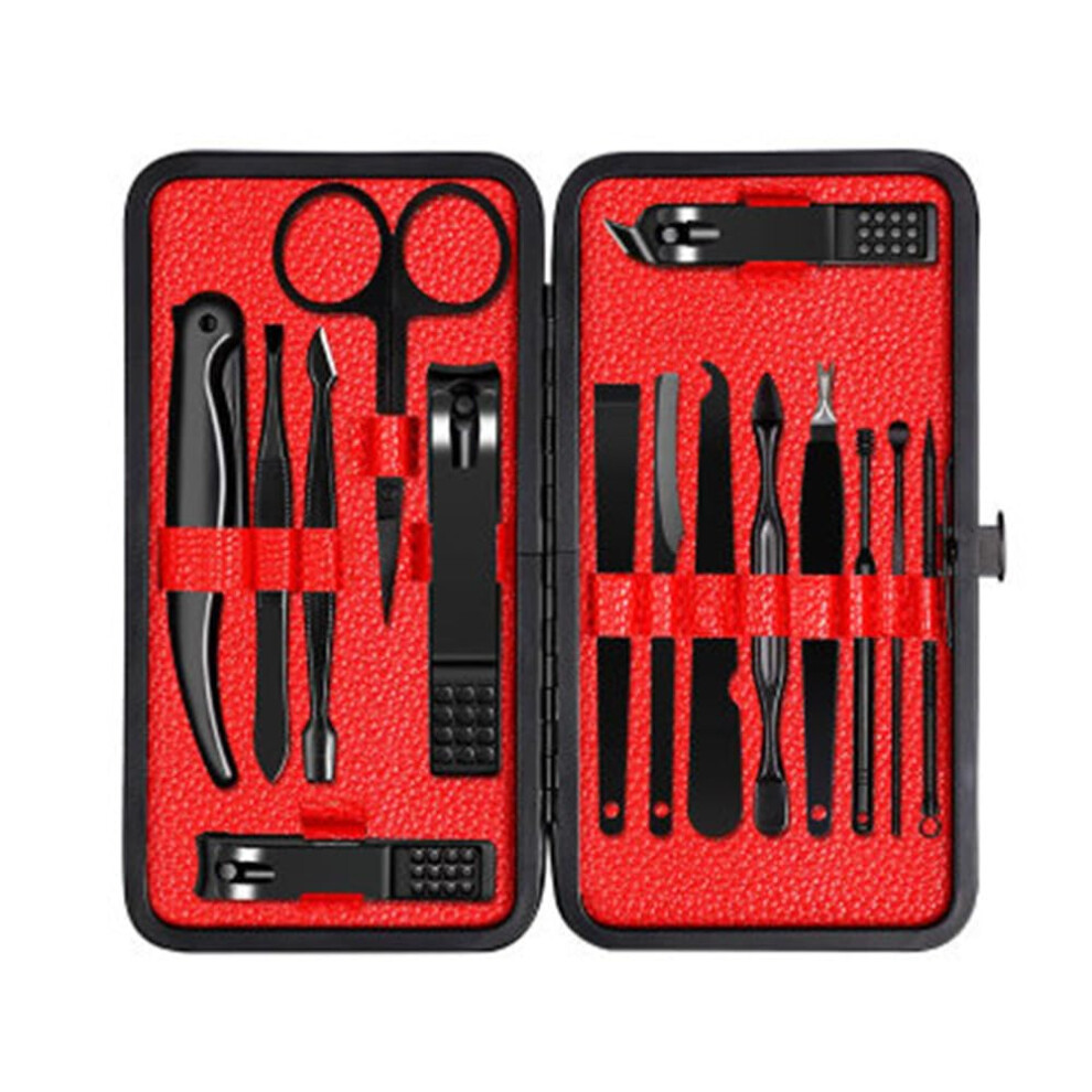 15 Piece Manicure Pedicure Set Stainless Steel Nail Clippers with Compact Travel Case for Men and Women