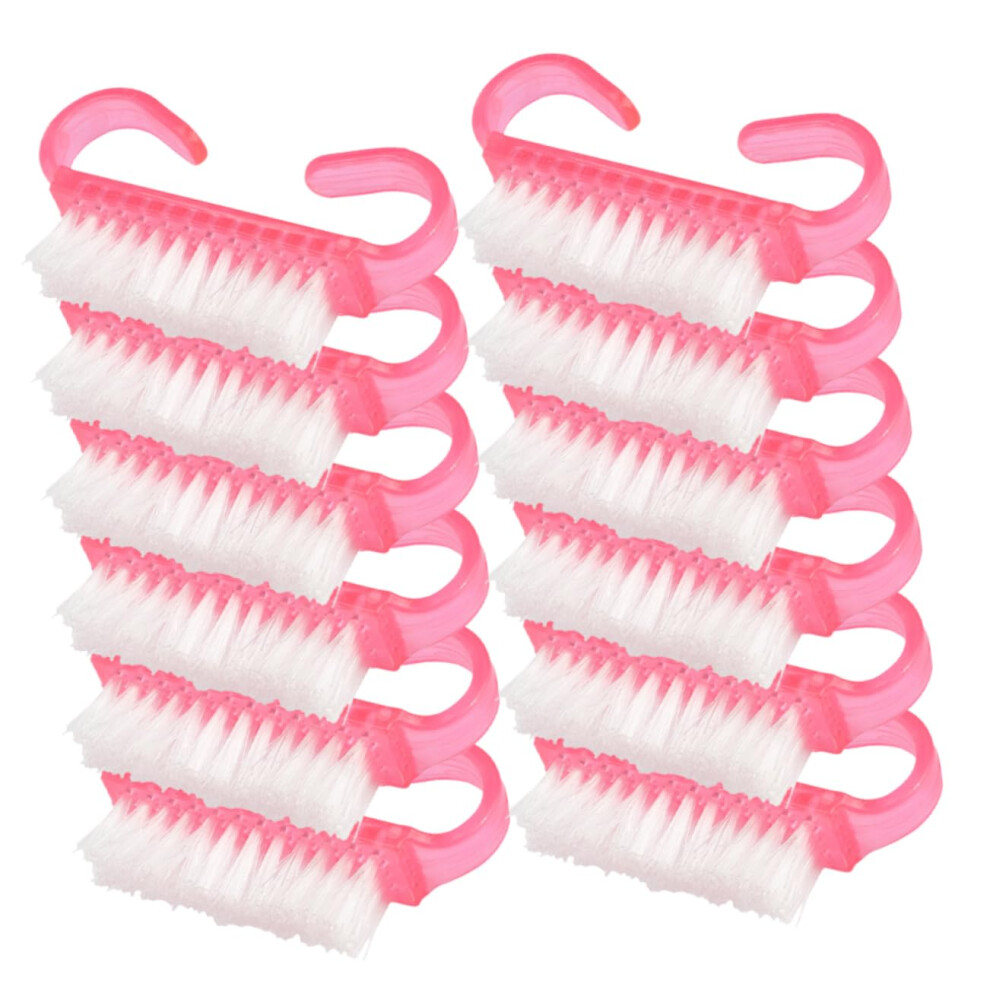 12pcs Ergonomic Hand Grip Nail Brush Set with Nylon Bristles for Manicure Pedicure and Travel