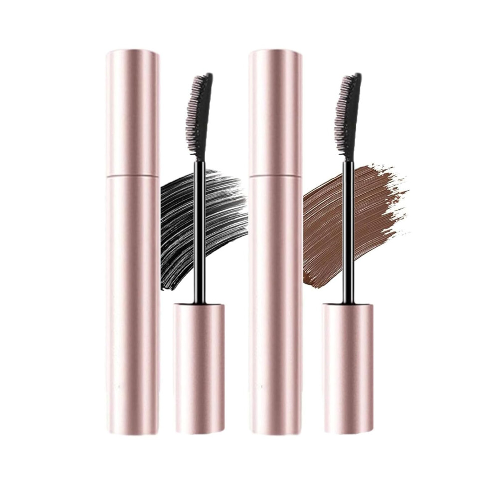 Black,Brown Waterproof Mascara Duo Black And Brown Lengthening Curl Effect Smudge Longlasting
