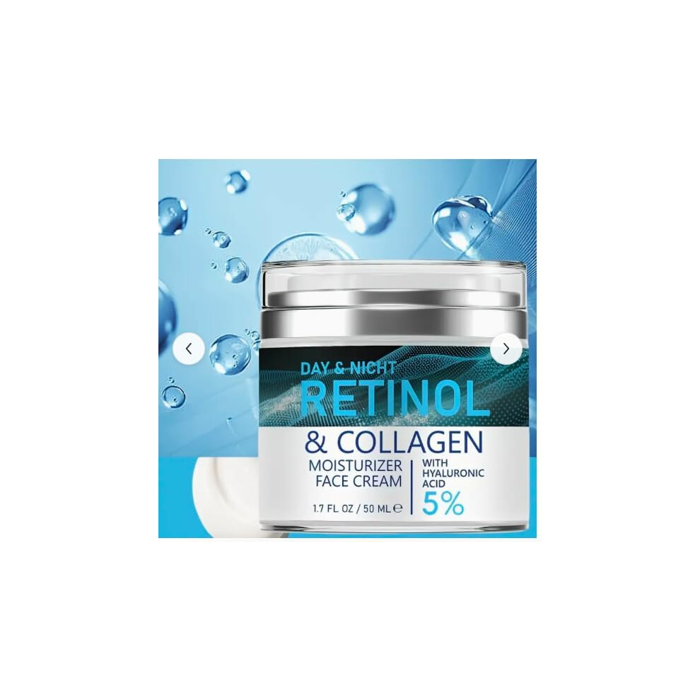 Cream Retinol Face With Collagen And Hyaluronic Acid, Anti Aging Moisturizer For Wrinkles, 1.7Oz