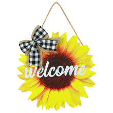 Unieke welkomstdeurhanger met zonnebloemmotief, houten bloemenbord, rustieke zomerdecoratie voor thuis, milieuvriendelijk, hoogwaardig hout voor