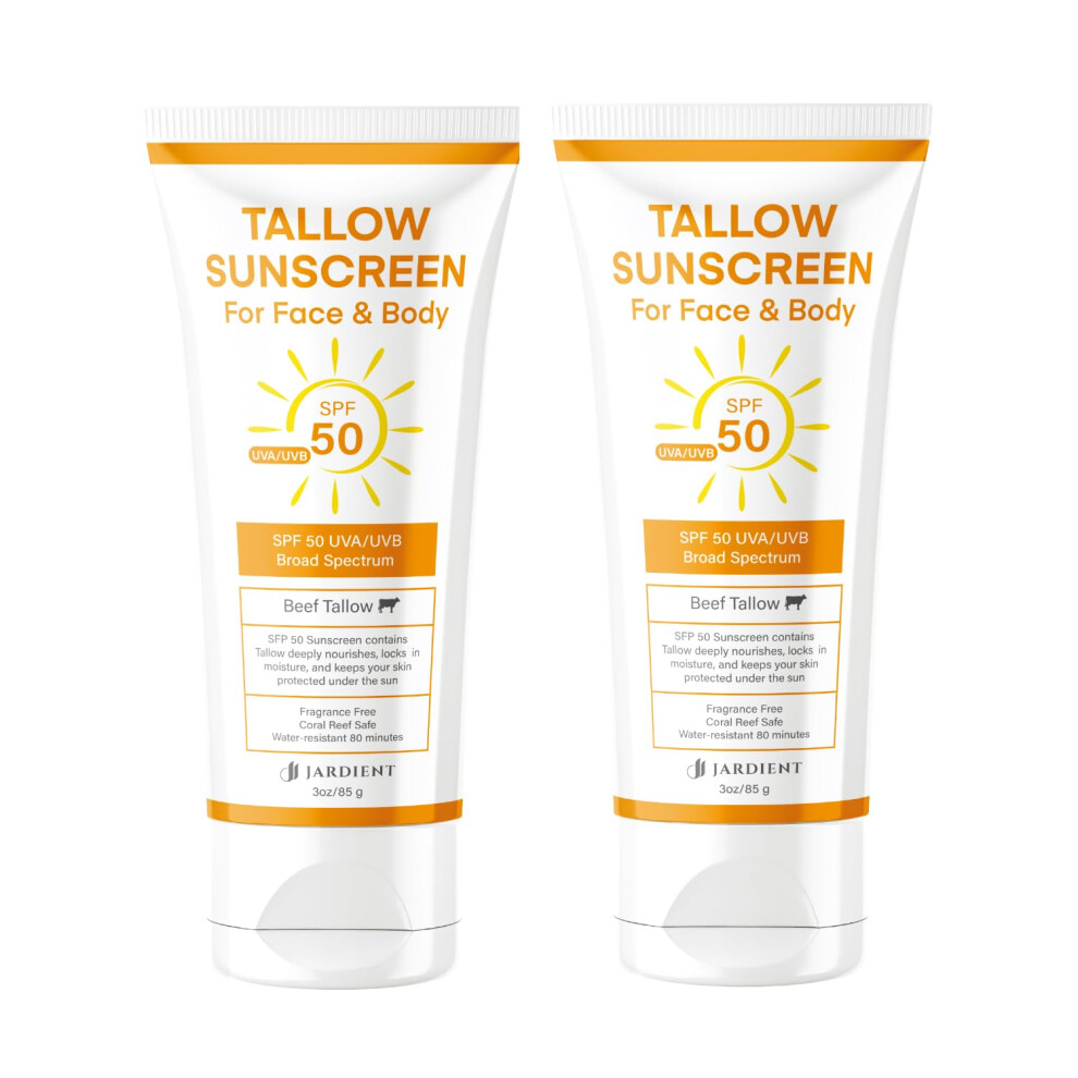 White Mineral Sunscreen Spf 50 With Non Nano Zinc Oxide, Tallow Based, No Cast, 3Oz X 2 Pack