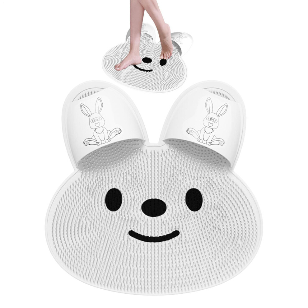 White Shower Foot Scrubber And Silicone Back Scrubber With Antislip Suction Cups For Deep Massage