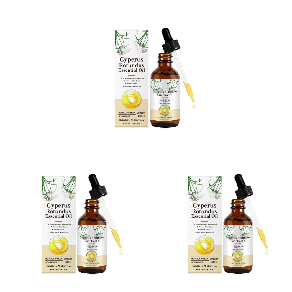 Hair Growth Inhibitor Oil Pack of 3 with Cyperus Rotundus, Moisturizing and Gentle for Sensitive Skin