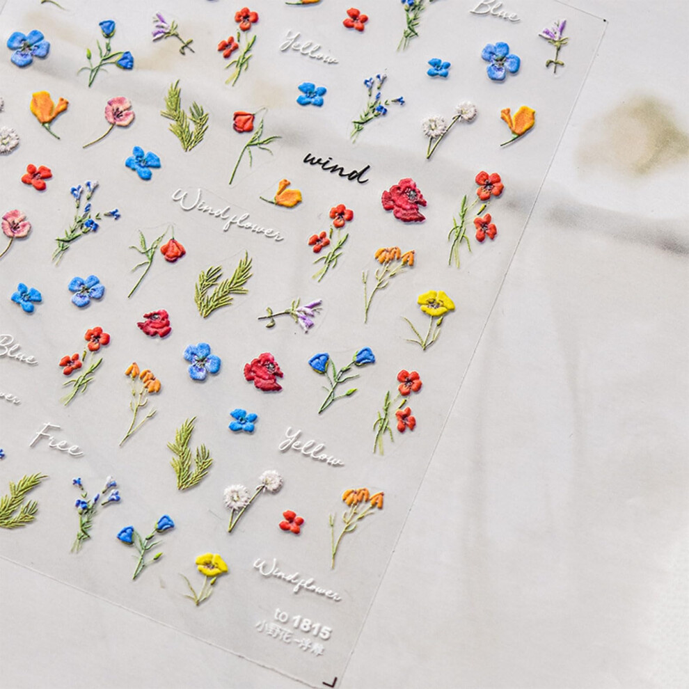 3D Embossed Floral Nail Art Stickers SelfAdhesive 5D Flower Decals for Spring Summer Nails