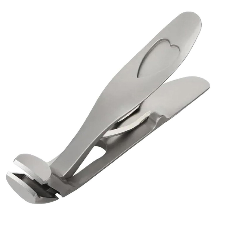 Silver Toenail Clippers For Thick Nails With 180 Wide Mouth, Antisplash Design And Long Handle