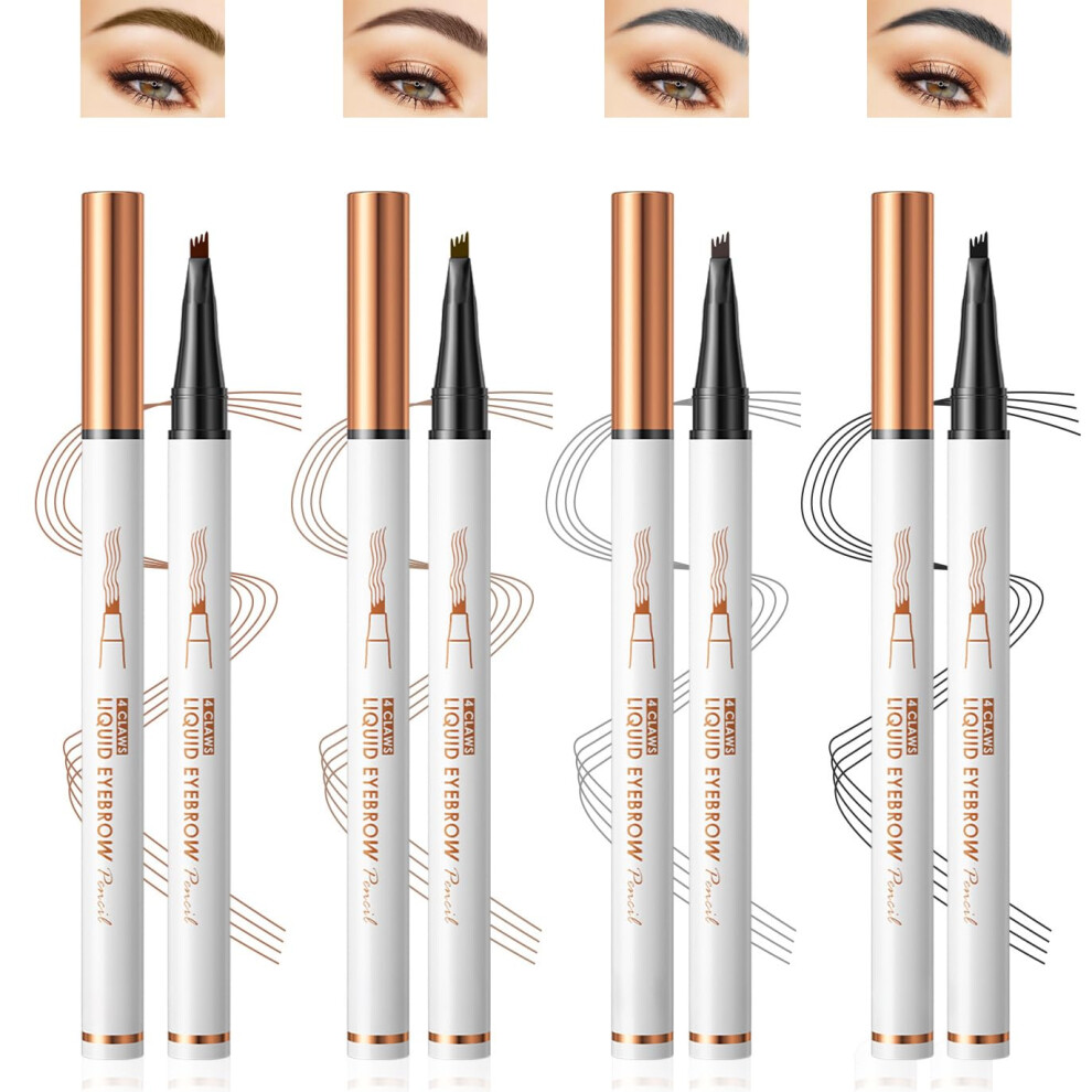 Waterproof 4Tip Eyebrow Pen Set, LongLasting Microblading Pencil for Natural Fuller Brows (4PCS)