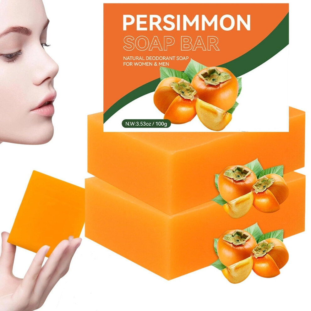 Persimmon Soap Bar for Body Odor Control, Natural Moisturizing Cleanse with LongLasting Fragrance, 2 Pcs