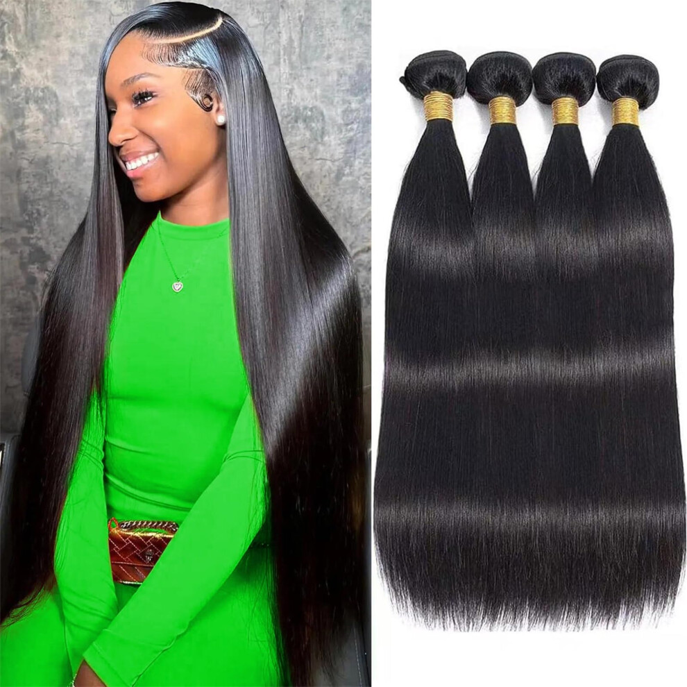 Brazilian Virgin Straight Hair Bundles 12A Grade 4pcs 2632in Unprocessed Human Hair Extensions Natural Black