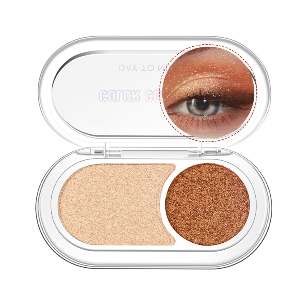 Holographic Eyeshadow Palette with Dual Shades CreamtoPowder Brown Shimmer Travel Size