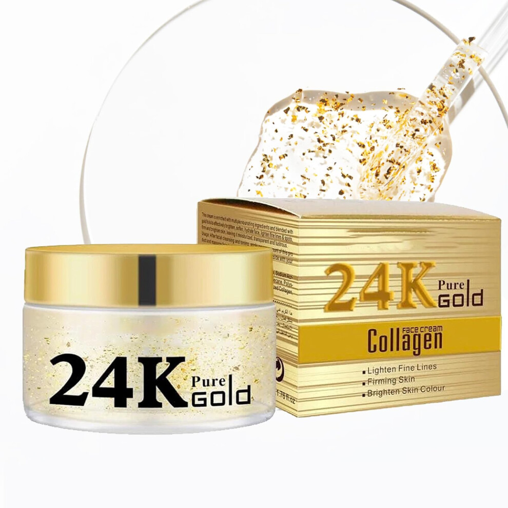 Gold/Cream 24K Collagen Face Anti Aging Moisturizer For Firming Wrinkle Reduction 1.7Oz