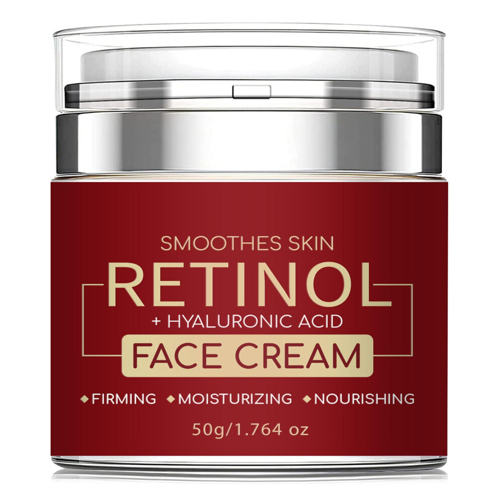Cream Retinol Moisturizer With Hyaluronic Acid Antiaging Face And Neck Antiwrinkle 1.76Oz