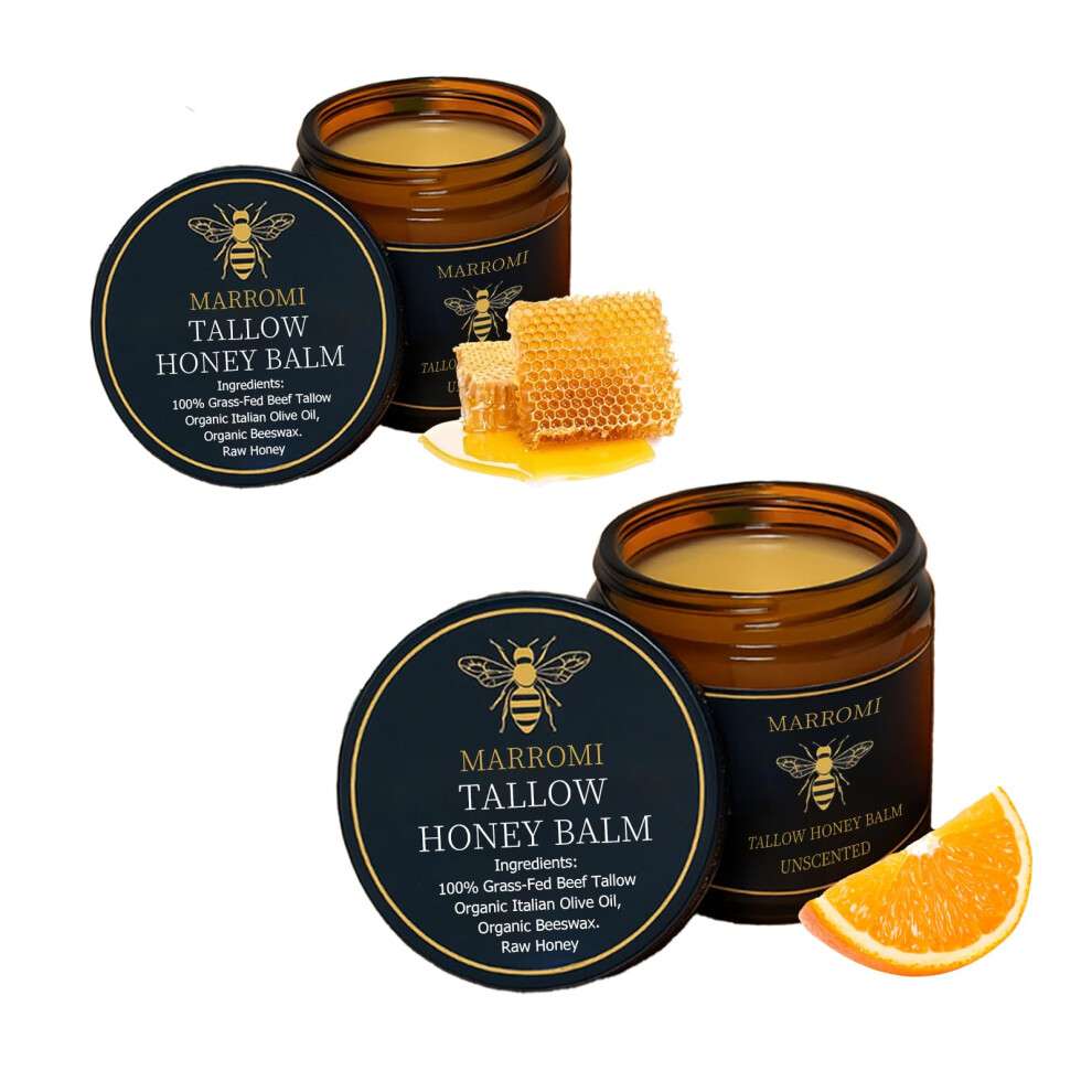Light Organic Grassfed Beef Tallow Balm With Raw Honey For Deep Hydration And Soothing Relief, 2Oz 2Pc