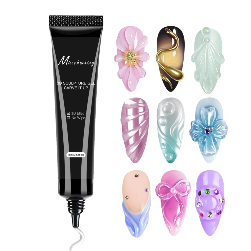 Nail Art Sculpting Gel 15ml Solid Rhinestone Nail Glue UV LED Builder for 3D Extensions