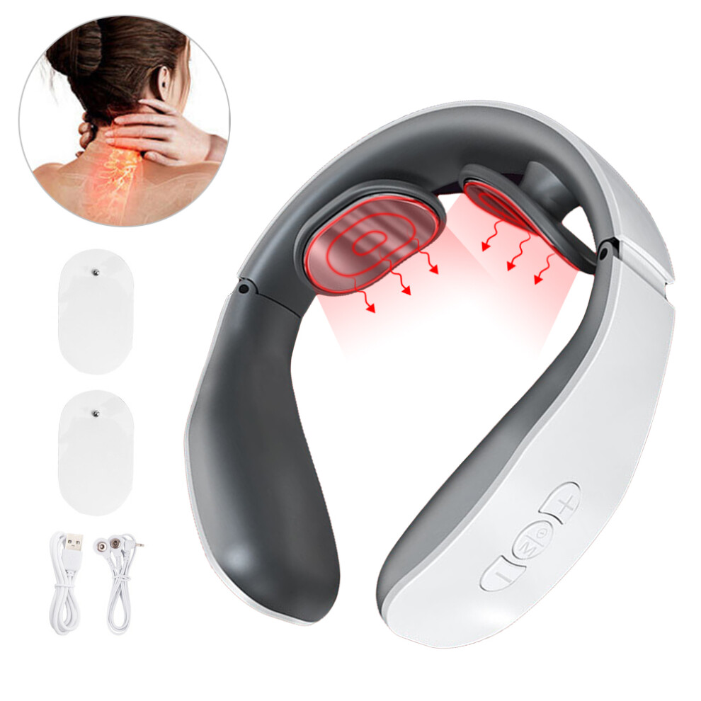 Light Electric Neck Massager With Heat And Remote Control, Tens Deep Tissue Stimulation Unit, Ultra- Design For On-The-Go Use, Auto Shut-Off And