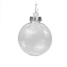 Plastic Hanging Decorations For Crafts Reusable Clear Fillable Ornament Balls 3Inch Durable Diy Christmas Tree Decoration Set With Silver Cord,