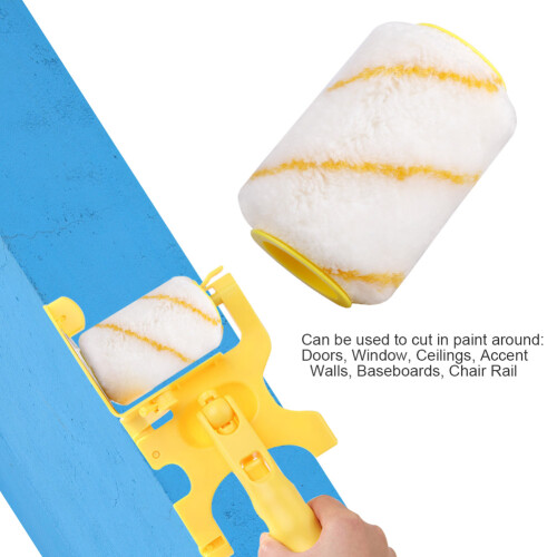 Microfiber Roller Naps, Shedless Paint Roller Covers for Smooth Surface Paint Application, 2 Pieces Plastic+Sponge, Professional Grade Roller 2