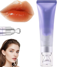 Lip Plumping Serum with Collagen Peptides, Deep Hydration AntiWrinkle Lip Treatment for Dry Lips (Orange)