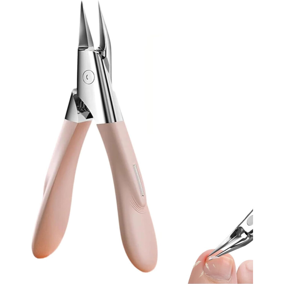 Pink Ingrown Toenail Clippers With Ultrathin Stainless Steel Blades, Ergonomic NonâSlip Handle,