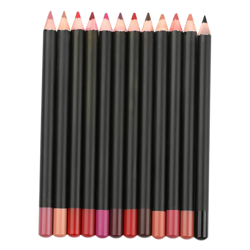 12pcs Waterproof Long Lasting Lip Liner Pencils for Precise Lip Contour and Smudge Proof Wear
