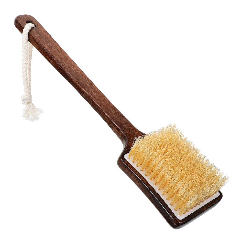 Back Scrubber with Long Wooden Handle Natural Bristle Shower Brush for Gentle Exfoliation