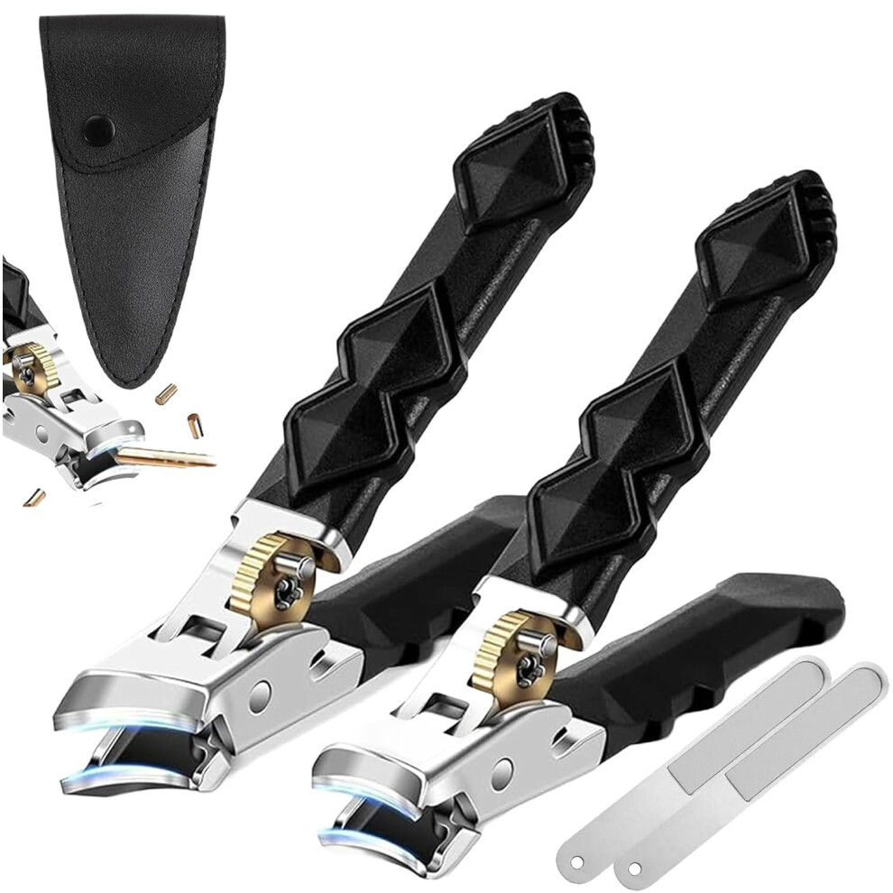 Toenail Clippers for Thick Nails, 2pc Stainless Steel Wide Mouth Precision Blade, SplashProof Design