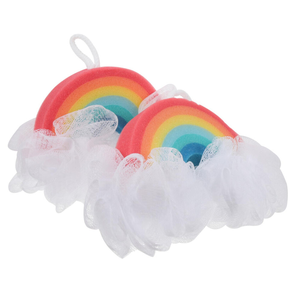 2pcs Rainbow Bath Sponge for Kids Gentle Exfoliating Shower Sponge with Rich Foam Creation