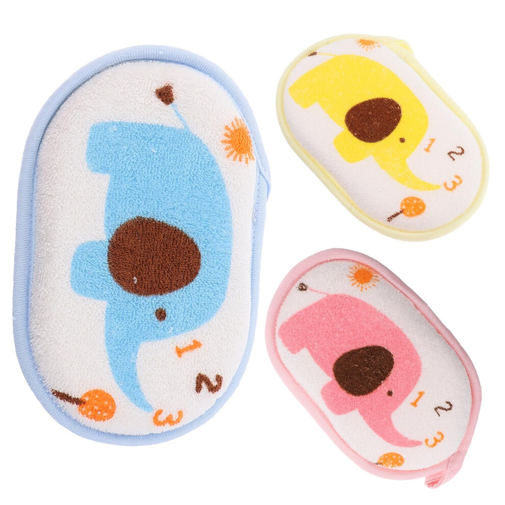 Baby Bath Sponge Set Soft Cotton with Cute Elephant Design Newborn Bath Towel for Gentle Care