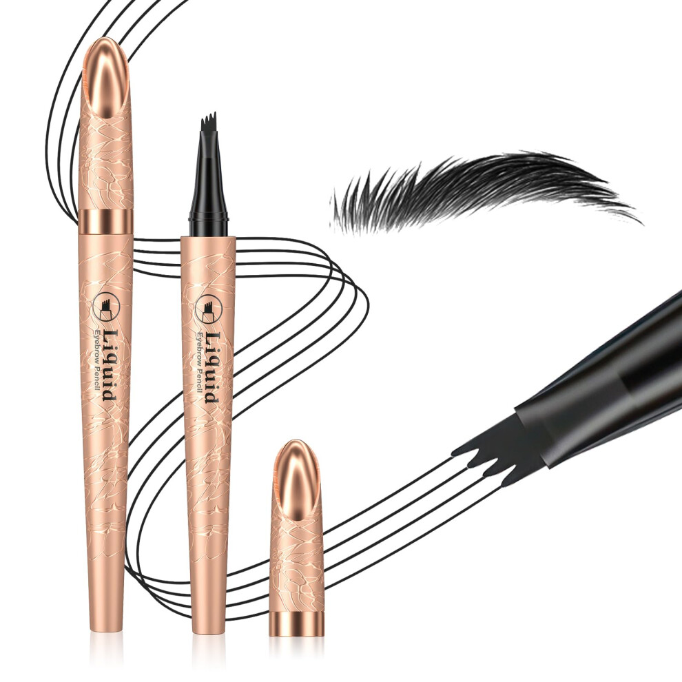 Waterproof Micro Fork Eyebrow Pencil Dark Black Long Lasting Natural Hairlike Strokes