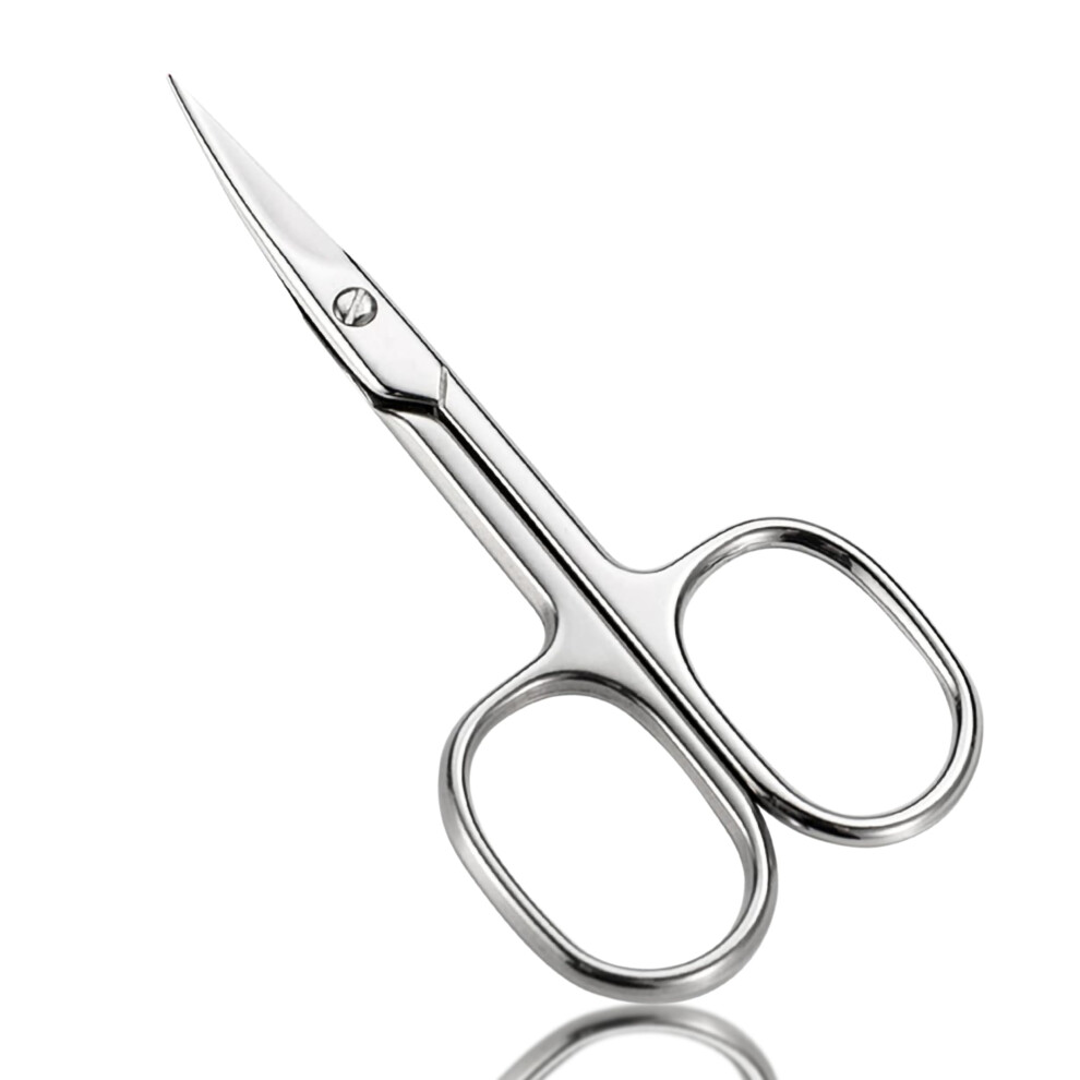 Stainless Steel Manicure Scissors with Precision Curved Blades for Cuticle and Eyebrow Grooming