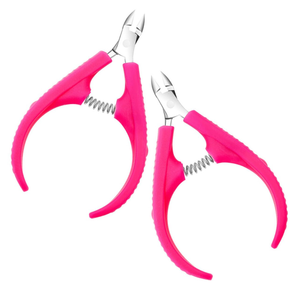 2Pcs Professional Stainless Steel Cuticle Nipper and Scissors with Ergonomic Non Slip Grip for Manicure and Pedicure