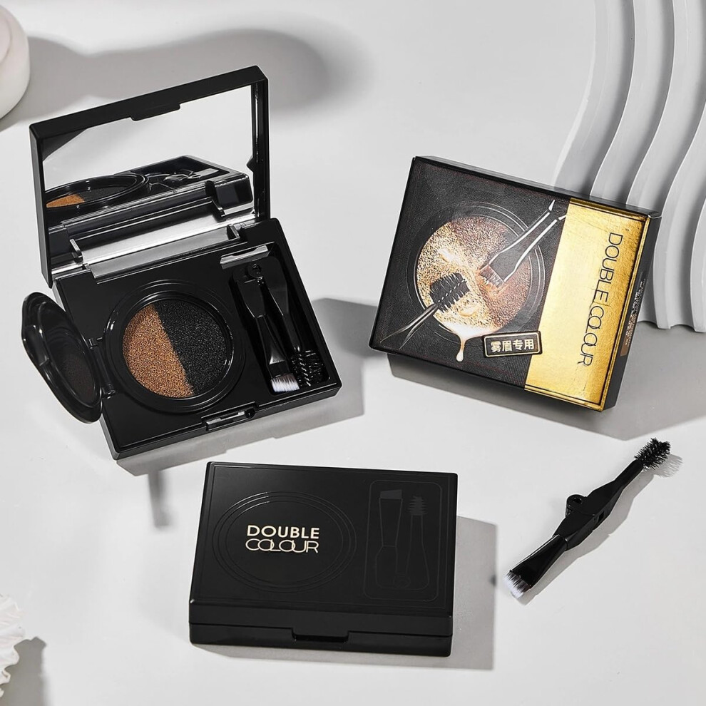 Brown Eyebrow Powder Pomade Waterproof Smudge Proof Dual Brow Definer 02 Two Color