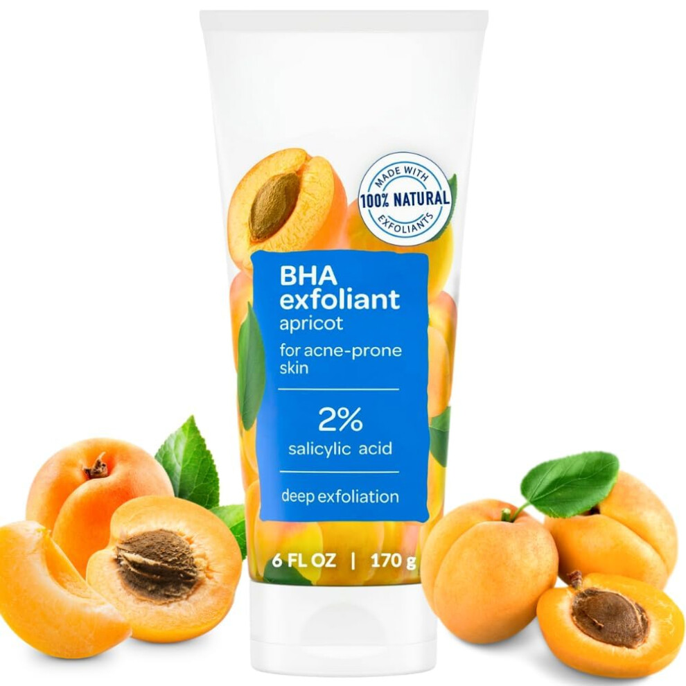 BHA Exfoliant with Salicylic Acid Face Scrub for Acne and Oily Skin, Deep Pore Cleansing 6oz