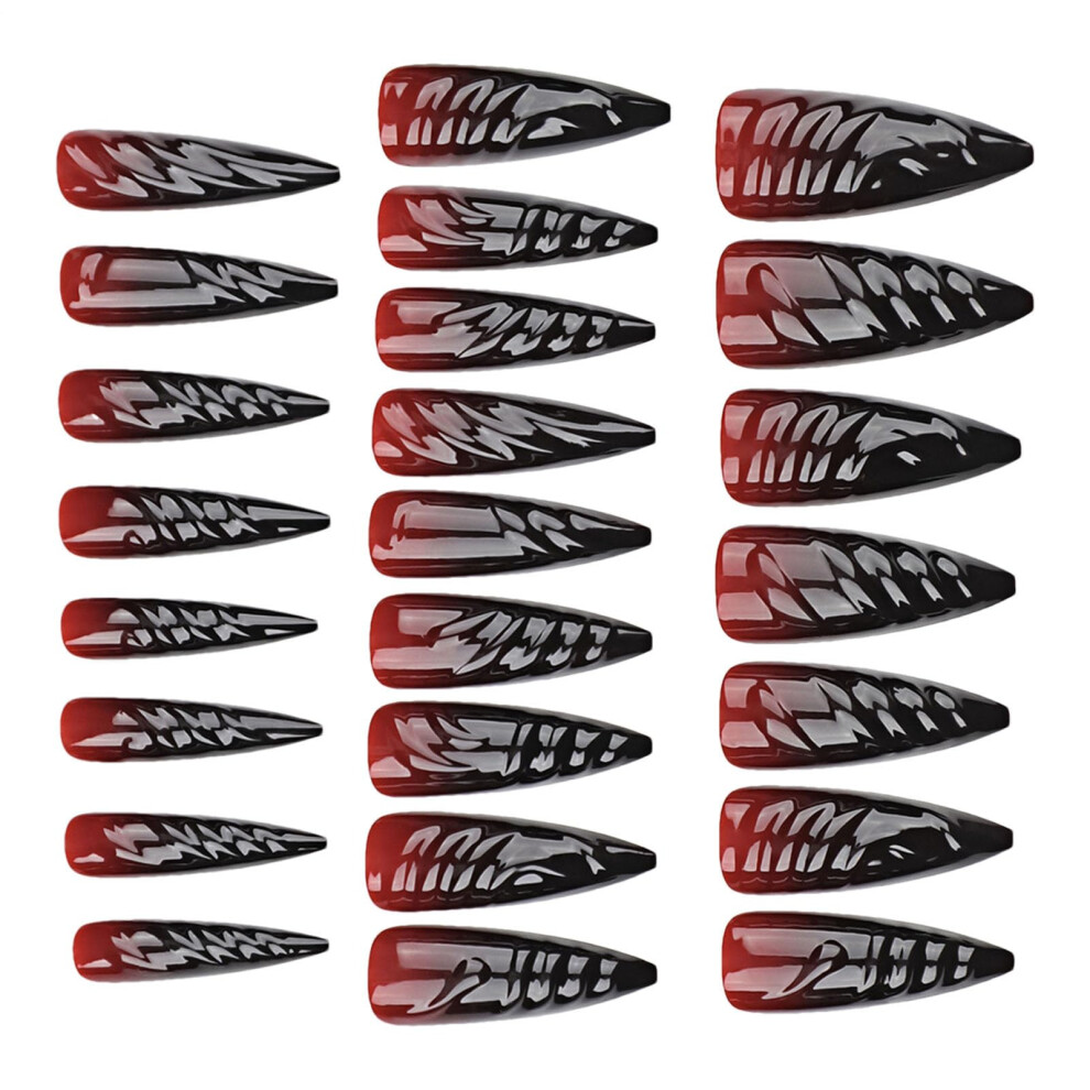Halloween Press On Nails Glossy Full Cover Medium Fake Nails with Glue for Costume Party