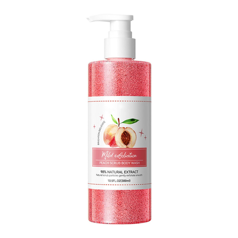 Peach Body Wash 300Ml With Gentle Exfoliating Scrub, Deep Hydration For Soft Skin, Unisex Scent