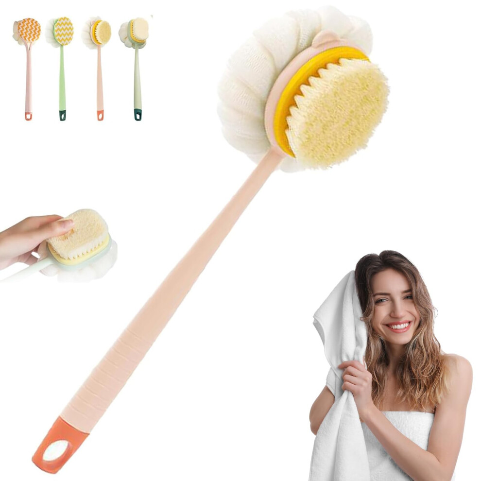 2 in 1 DualSided Back Scrubber with Soft Bristles, Exfoliating Shower Brush for Wet and Dry Use