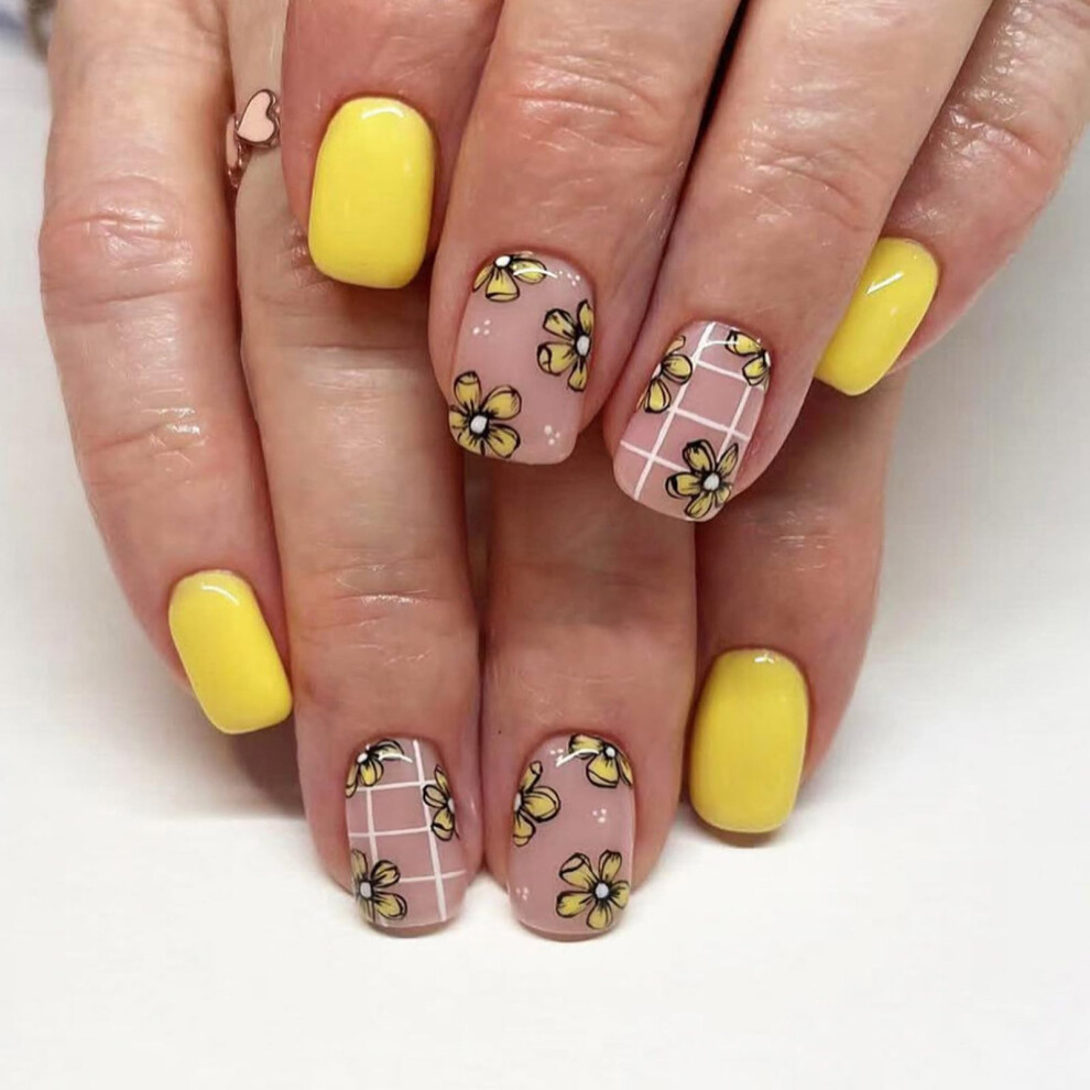 24Pcs Square Press On Nails Set Acrylic Fake Nails with French Tips, ReadytoWear Designs
