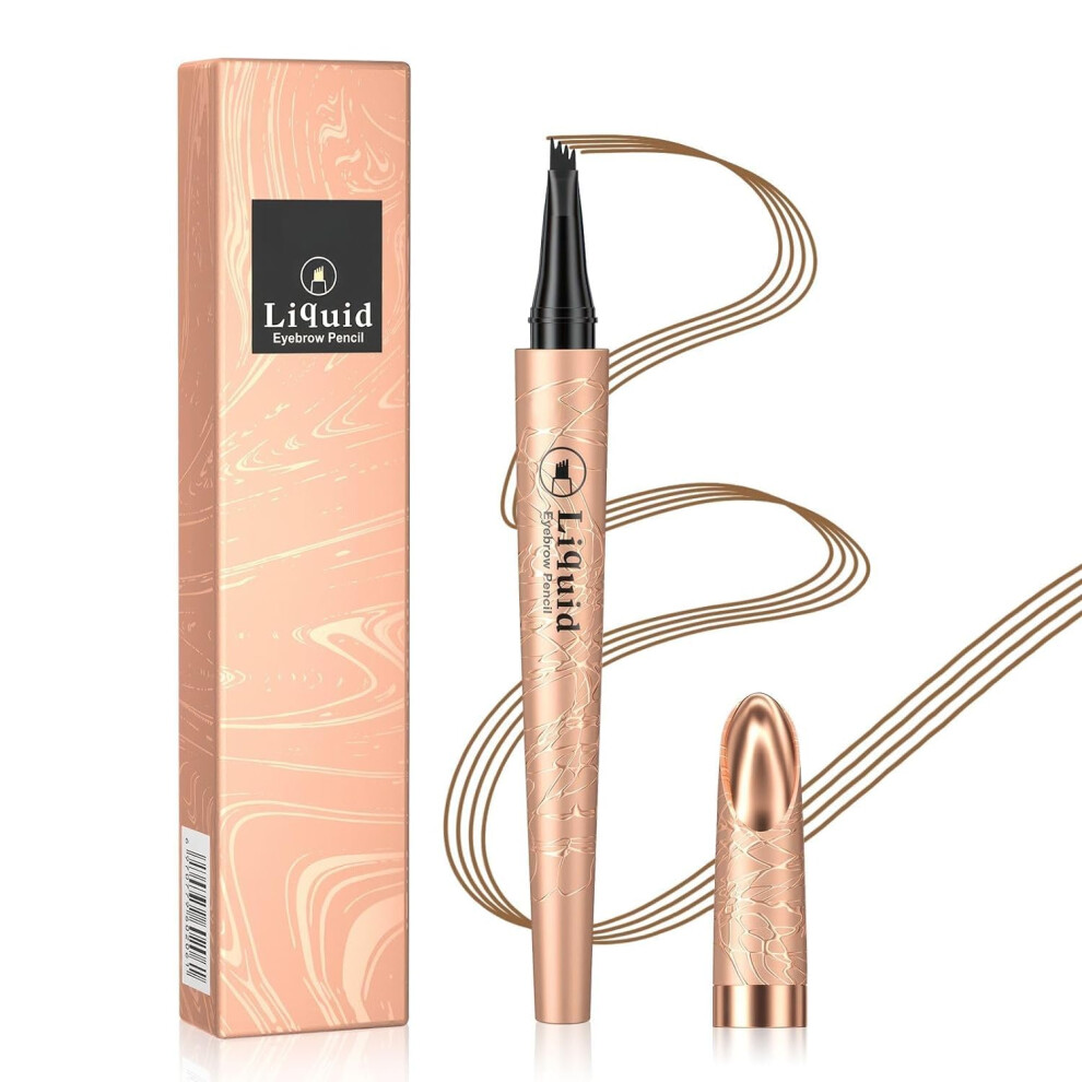 Brown Waterproof Microblading Eyebrow Pencil Light 4Tip Brow Pen For Natural Hairlike Strokes