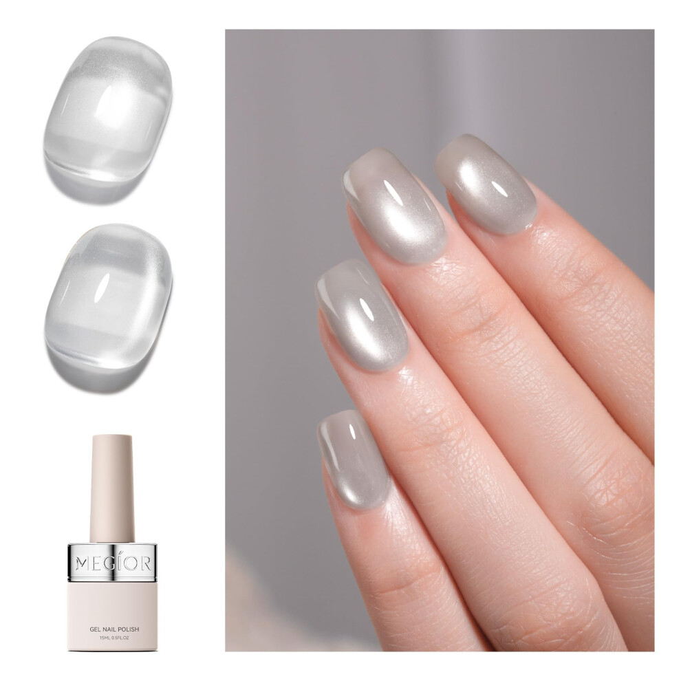 Silver Moonlight Cat Eye Gel Nail Polish 15Ml Holographic Magnetic Uv Led Soak Off Glitter Shine